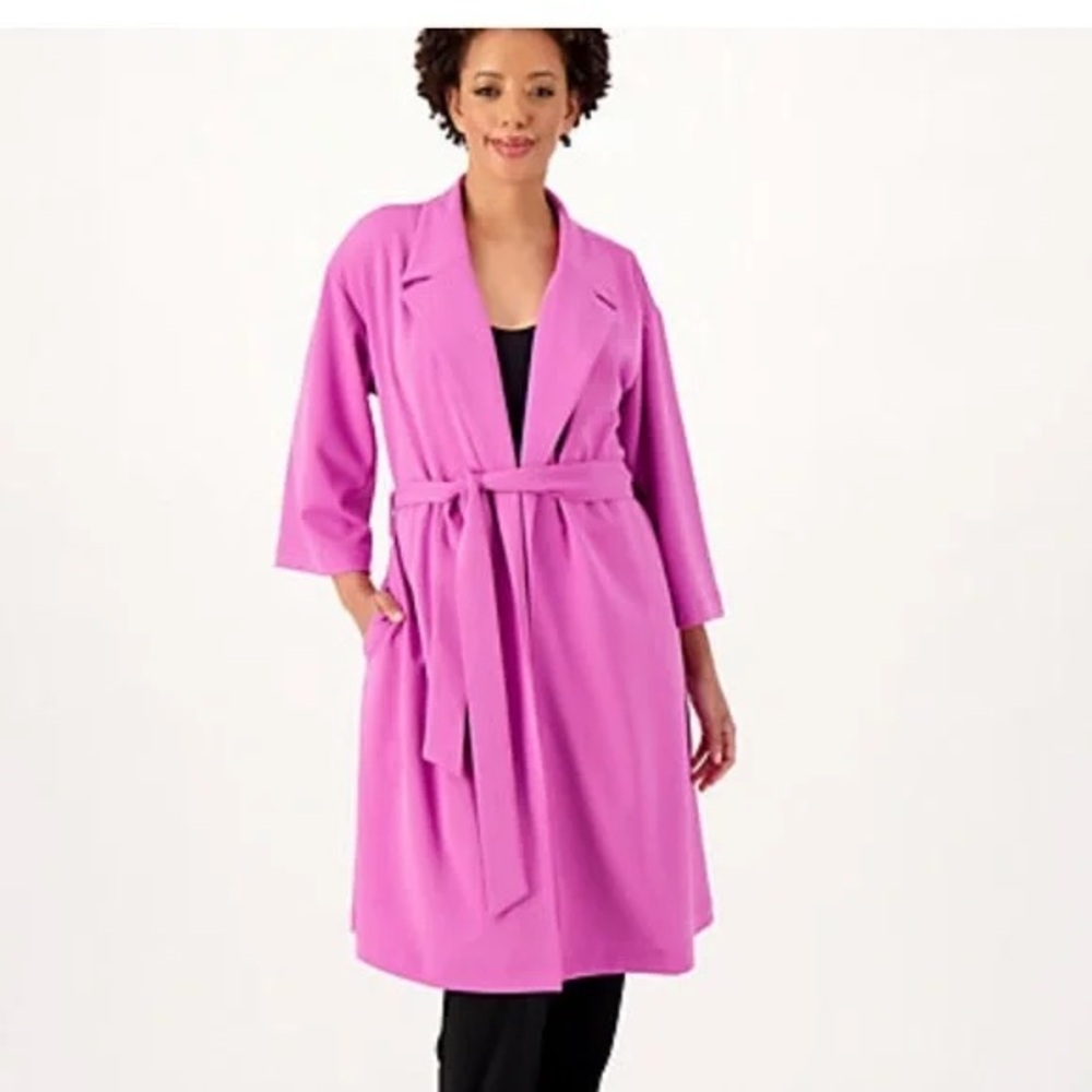 GIRL WITH CURVES Wrap Coat with Tie Waist A575239